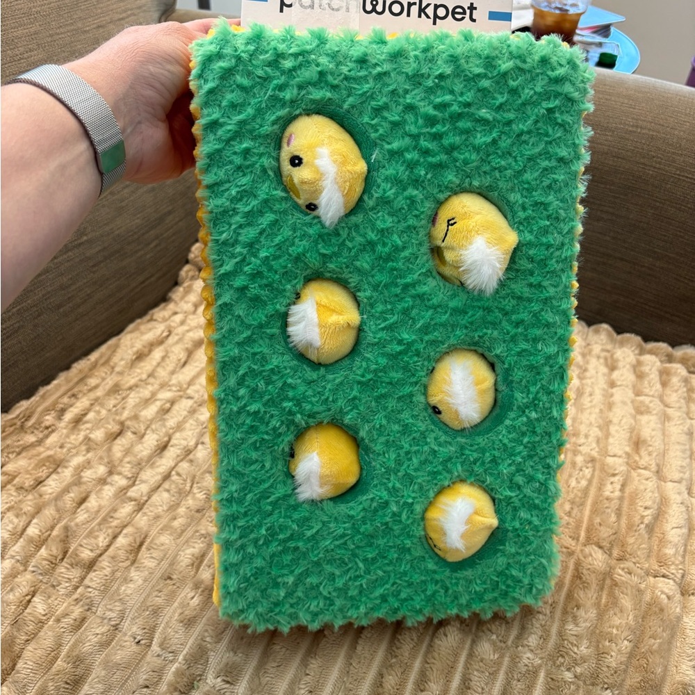 Plush Hide-and-Seek Dog Toy - Green & Yellow Chick Puzzle